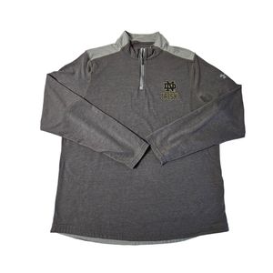 Notre Dame Under Armour 1/4 Zip Heat-Gear Loose Gray Pullover Shirt Men's Large